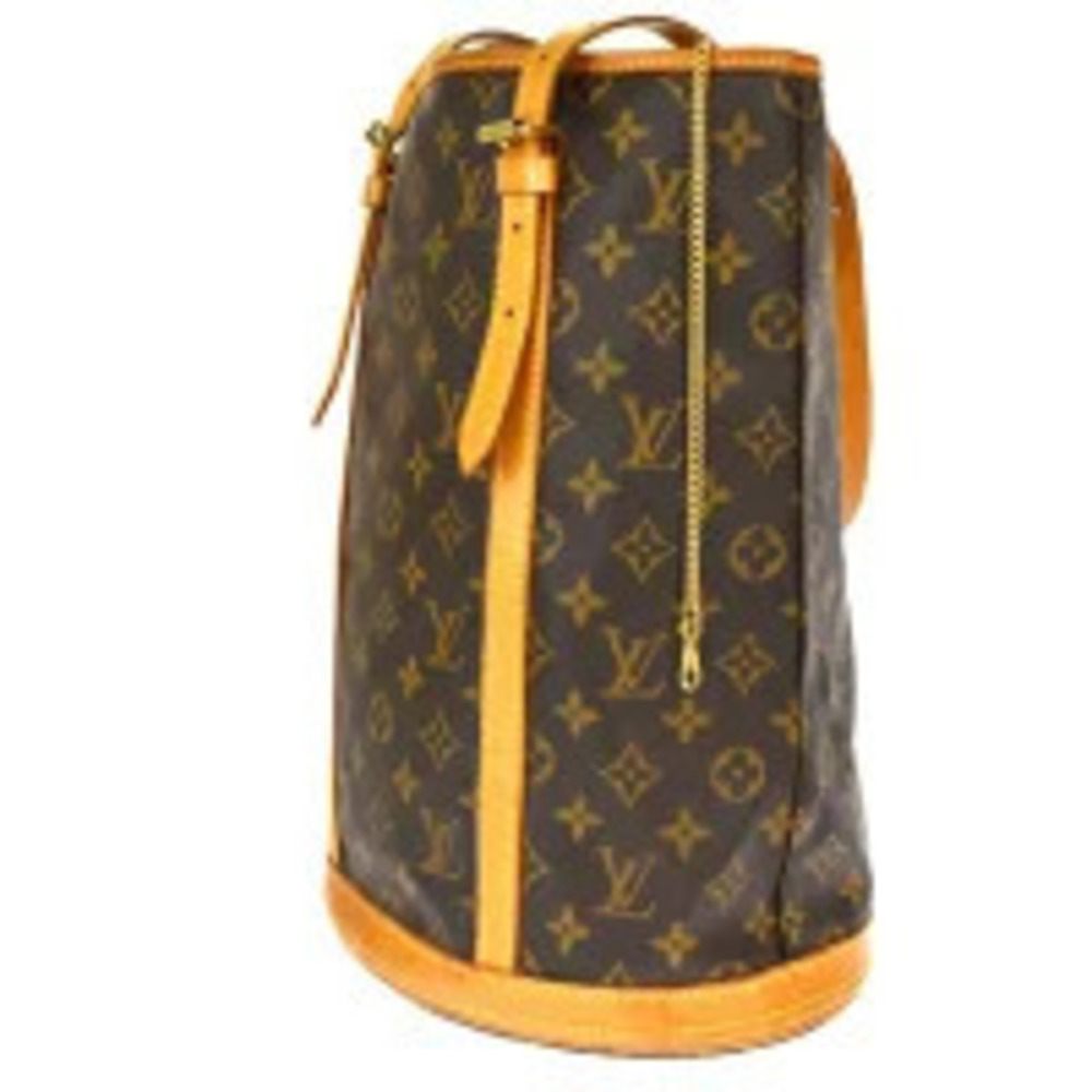 Louis Vuitton Leather Monogram Bag Shoulder Bucket Brown